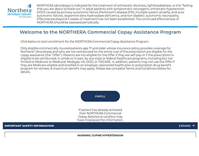 Co-pay Assistance site for Lundbeck Northera