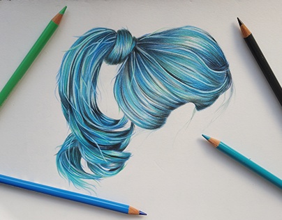 Blue hair - Coloured Pencil