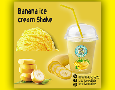 banana ice cream shake flyer design