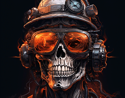 Engineer skull. halloween art