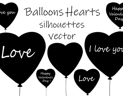 Balloons hearts silhouettes Valentine's day vector