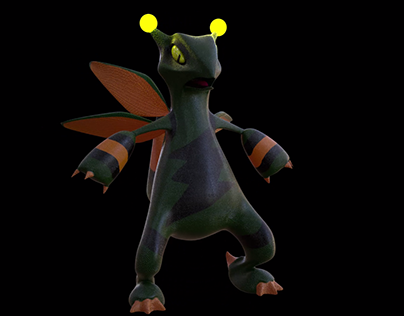 Lightning Bug Grovyle Turn Around (Black Background)