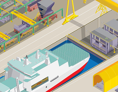 Shipbuilding Yard as Isometric Vector Illustration