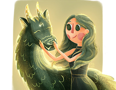 Dragon and Girl | Childrens book illustration