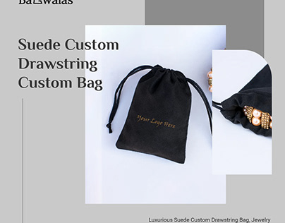 Suede custom drawstring bags