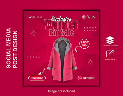 Special winter fashion sale social media post design