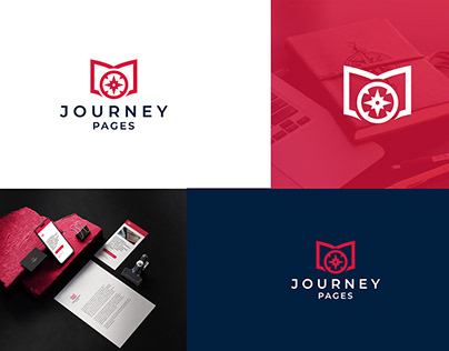 Book + compass concept used- JourneyPages logo