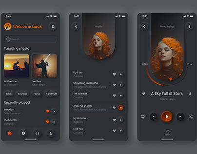 Music Streaming App - UI Challenge - Neumorphism style