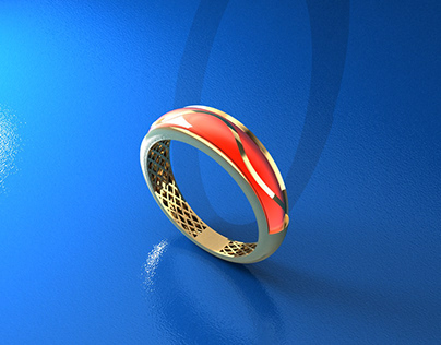 A ring with curved line between mina