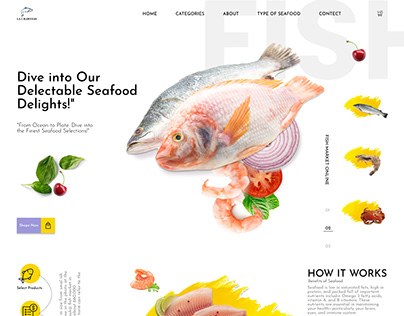 Online Seafood market landing page UI design