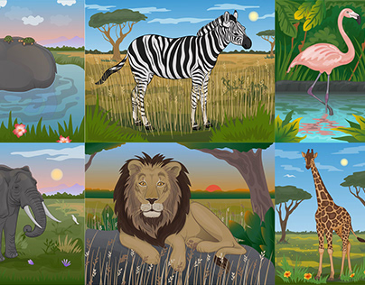 Vector animals for puzzles