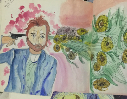 Van Gogh Appreciation (Oil pastel,ink,watercolor)