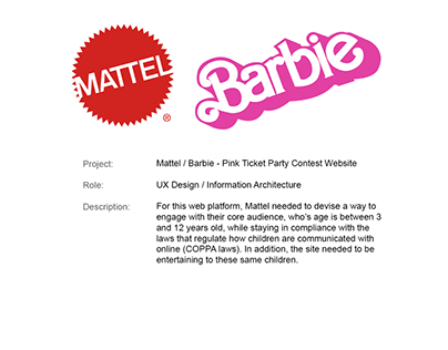 Mattel / Barbie Pink Ticket Contest Website