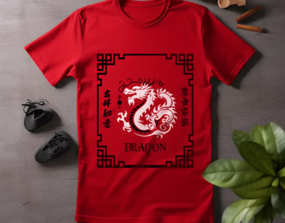 new dragon typogrphy t-shirt design