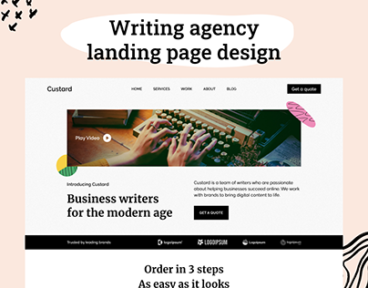 Writing Agency Landing Page Design