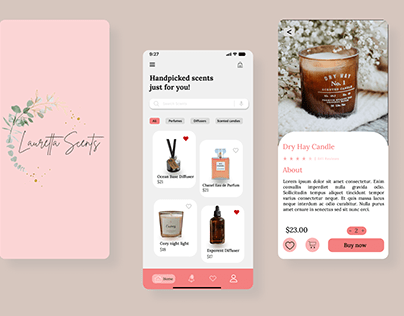 An alternative mobile app design for a scents business