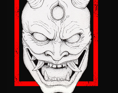 Japanese demon ink ilustration.