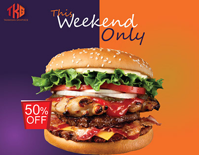 Fast Food Poster with 50% Off Weekend Offer