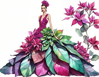 Botanical fashion illustration