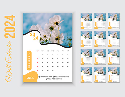 Modern & Stylish Layout Calendar Design For 2024.