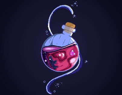 Pixel Art Galaxy Potion Bottle