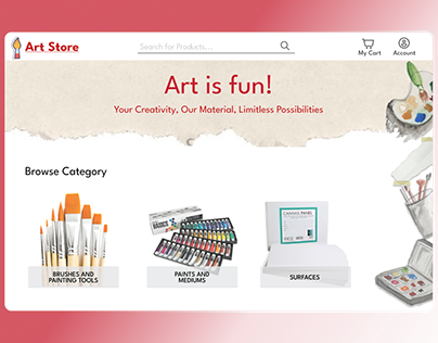 Art Supplies website UI