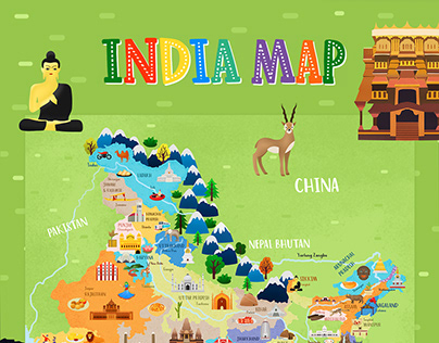 Illustration Map of India. Puzzle