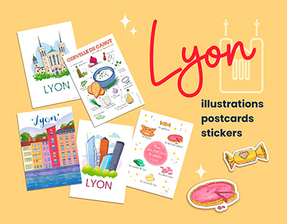 Project thumbnail - Lyon: city postcards, posters and stickers for tourists