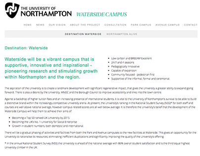 Waterside website for University of Northampton