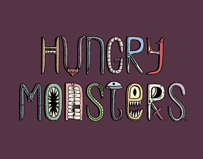 Hungry Monsters, a series of scary illustrations