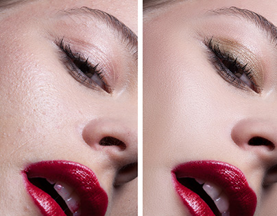 Before and after retouching
