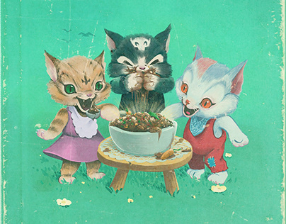Draw some cats eating goulash