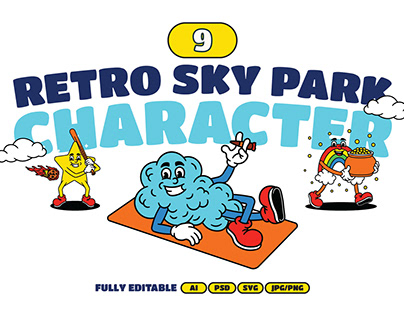 Retro Sky Park Character Illustration