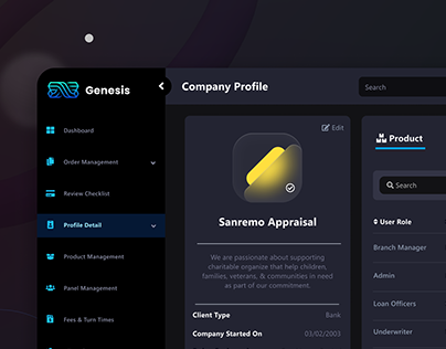 Genesis profile screen
