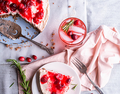 Food Photography - Cranberry Cheesecake Tart