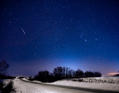 Meteor on a country road.