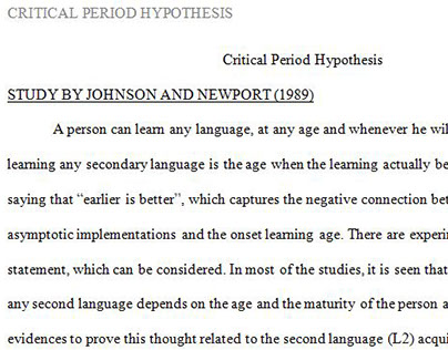 Academic Writing Sample 2 - Critical Period Hypothesis