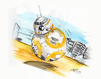 BB8 watercolor sketch for Star Wars Day