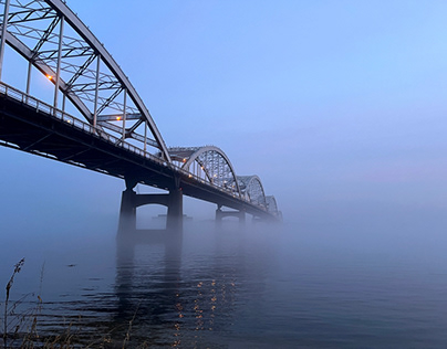 Centennial Bridge in the fog