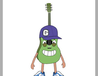 2D character vector illustration of musical Guitar