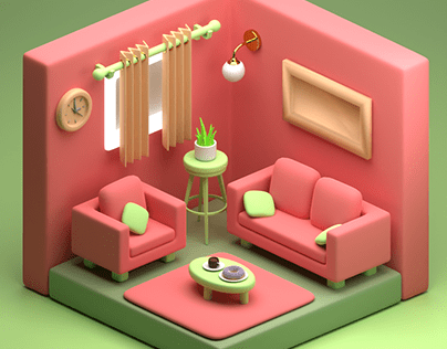 3D Isomatric Living Room