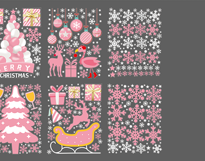 Pink electrostatic stickers Christmas design