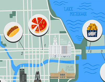 Illustrated map of Chicago