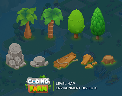 ENVIRONMENT OBJECTS. LEVEL MAP. CODING FARM
