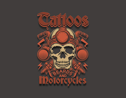 Motorcycle skull t-shirt design.