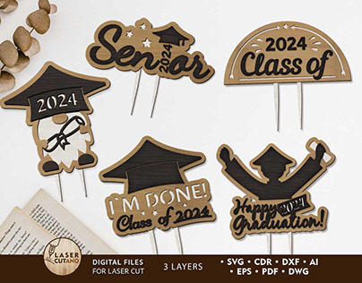 Graduation Toppers Set Multilayer Template