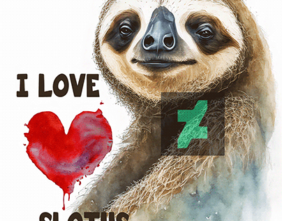 I love sloths, sloth greeting card, sloth art board