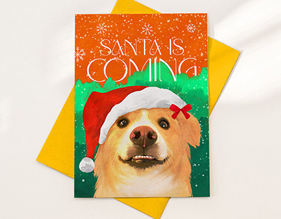 Project thumbnail - Christmas card design / dog illustration
