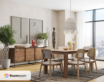 Virtual staging Dining room Mid-Century Modern style