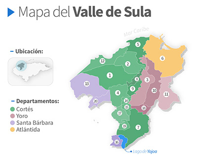 Mapa: Valle de Sula, Honduras